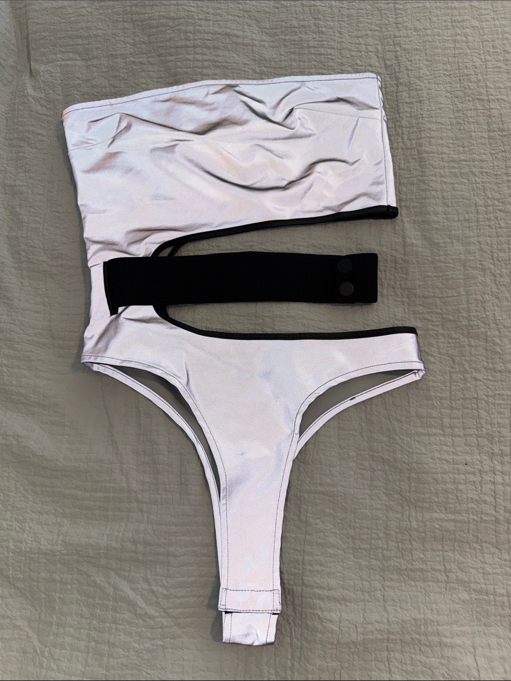 I.AM.GIA grey reflective body suit with Black Band